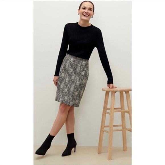 MM LaFleur Noho Lined Pencil Skirt in Black White Crackle Size 0P - Picture 2 of 14